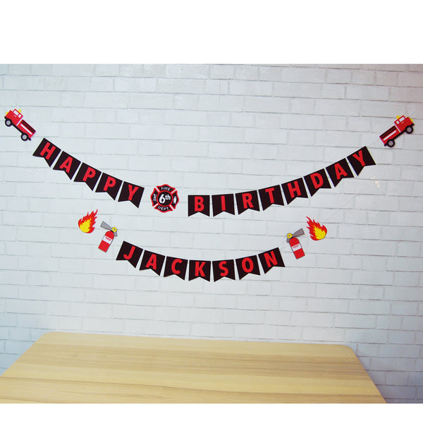3D Firefighter Birthday Banner