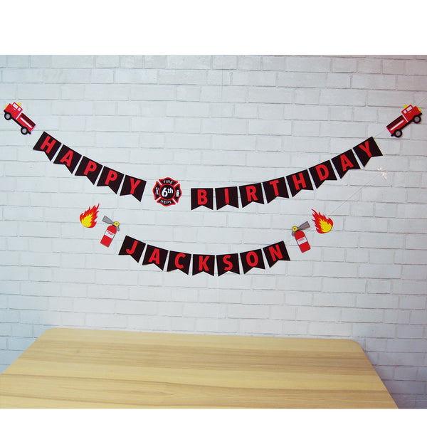 3D Firefighter Birthday Banner