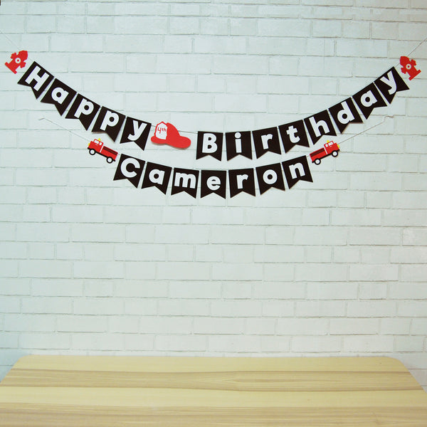 Fire Truck Birthday Banner