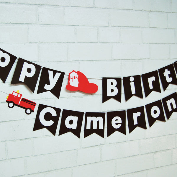 Fire Truck Birthday Banner