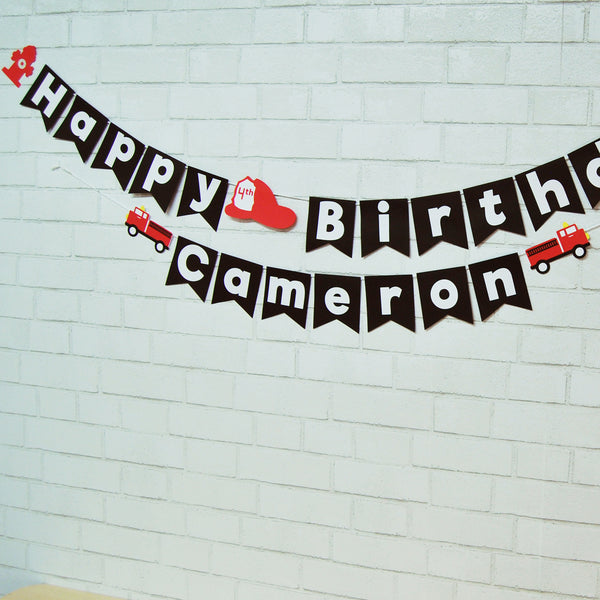Fire Truck Birthday Banner
