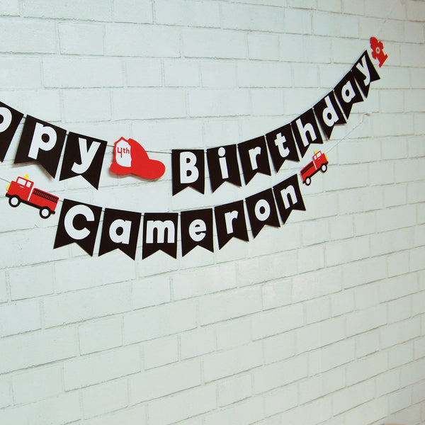 Fire Truck Birthday Banner