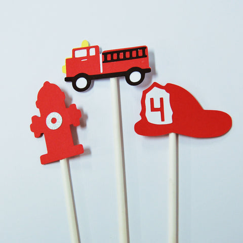 Fire Truck Cupcake Toppers