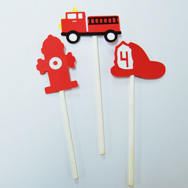 Fire Truck Cupcake Toppers