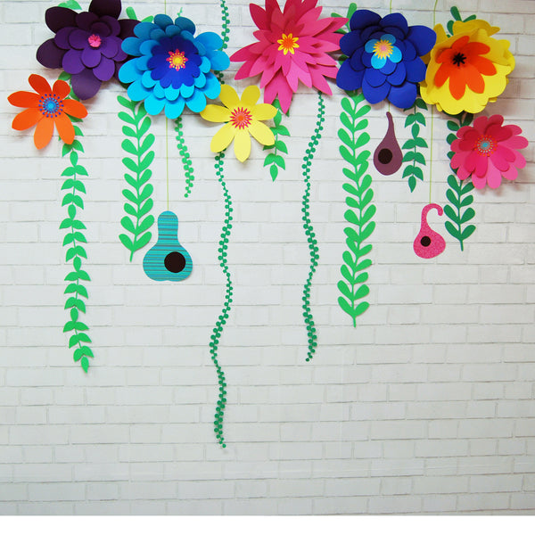 Trolls Inspired 3D Flowers and Gourds Backdrop