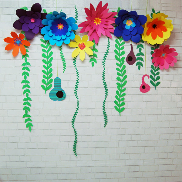 Trolls Inspired 3D Flowers and Gourds Backdrop