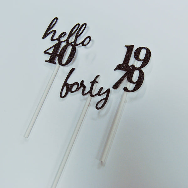 Hello 40 Cupcake Toppers