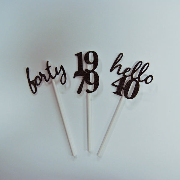 Hello 40 Cupcake Toppers