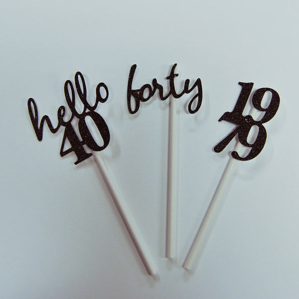 Hello 40 Cupcake Toppers