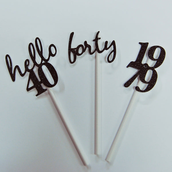 Hello 40 Cupcake Toppers