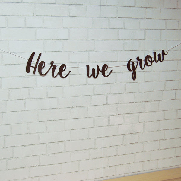 "Here We Grow" Pregnancy Announcement Banner