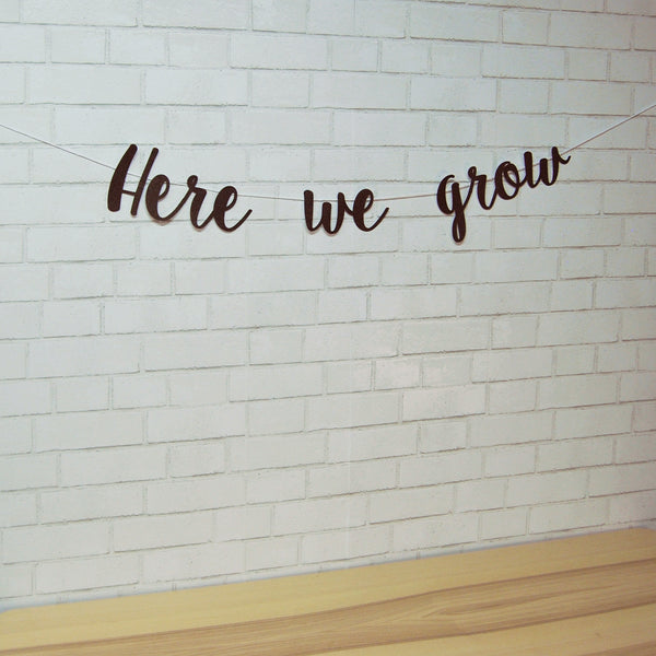 "Here We Grow" Pregnancy Announcement Banner