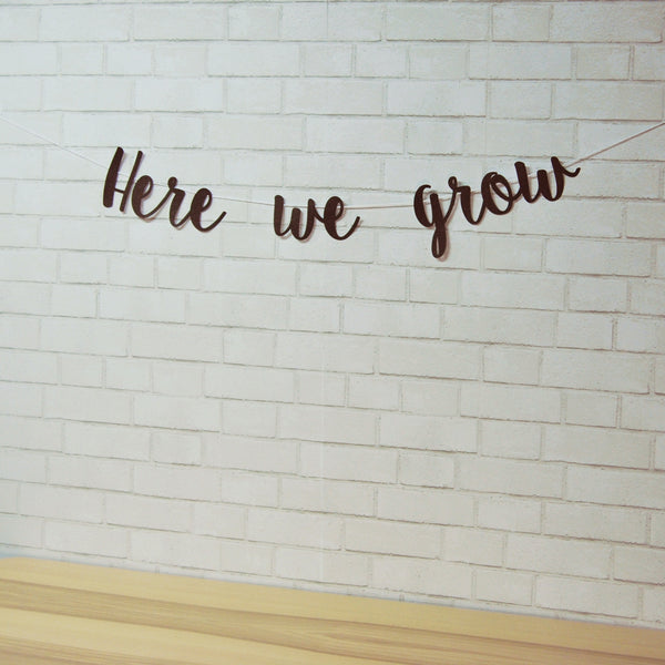 "Here We Grow" Pregnancy Announcement Banner