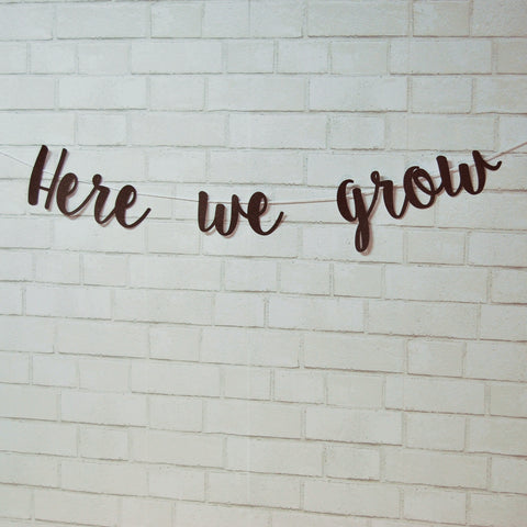 "Here We Grow" Pregnancy Announcement Banner
