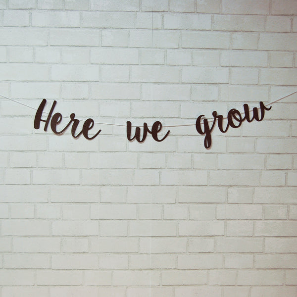 "Here We Grow" Pregnancy Announcement Banner