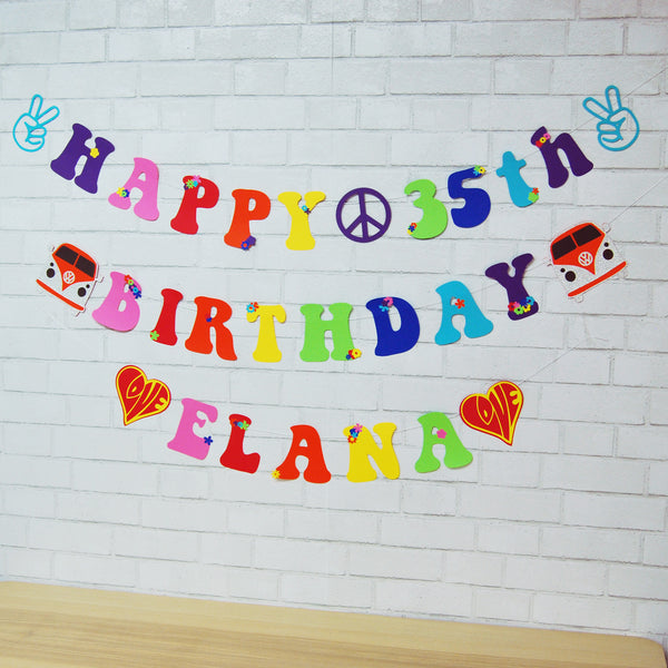 Hippie Birthday Banner
