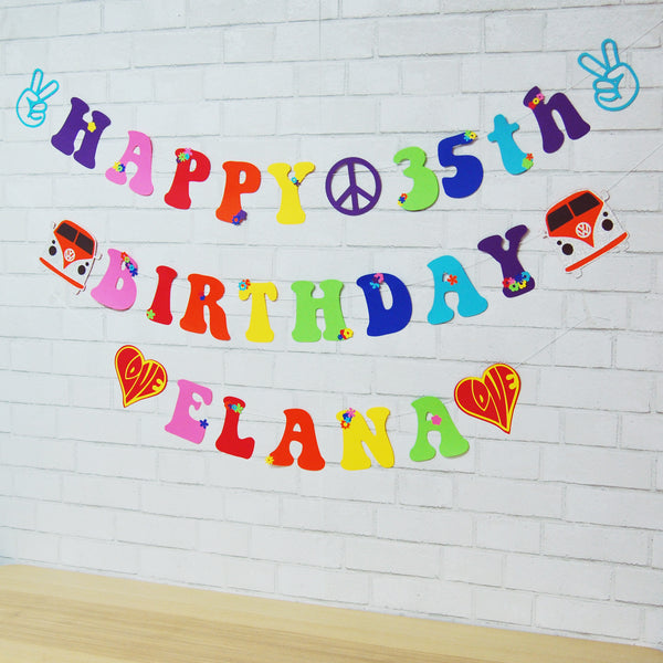 Hippie Birthday Banner