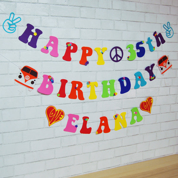 Hippie Birthday Banner