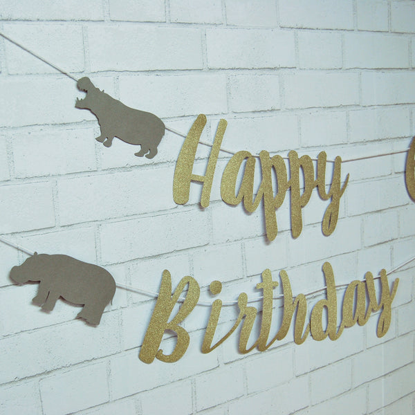 Hippo Birthday Banner