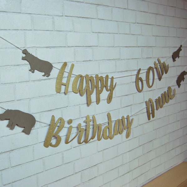 Hippo Birthday Banner