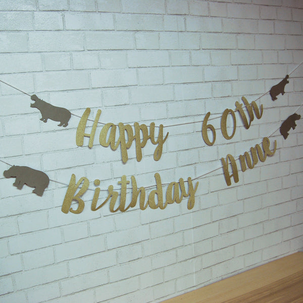 Hippo Birthday Banner
