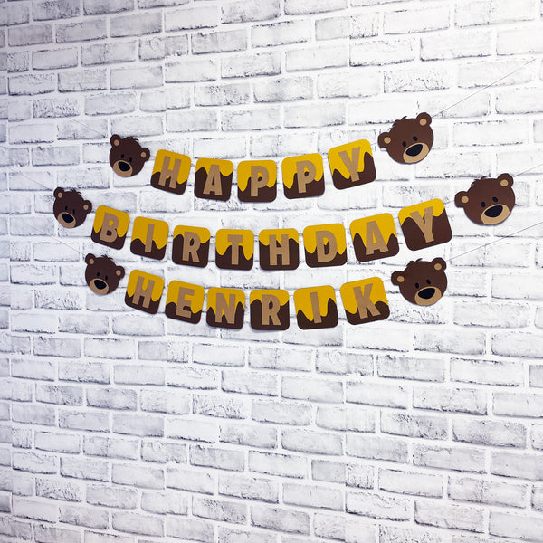 Honey Bear Birthday Banner