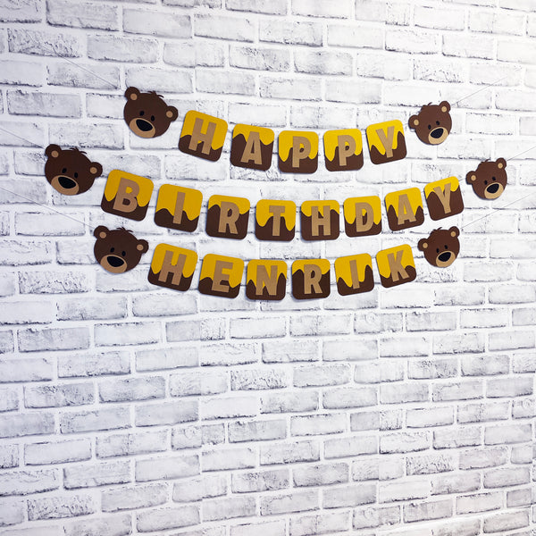 Honey Bear Birthday Banner