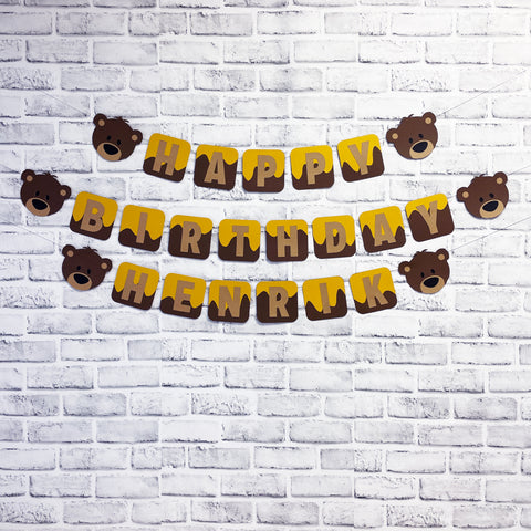 Honey Bear Birthday Banner