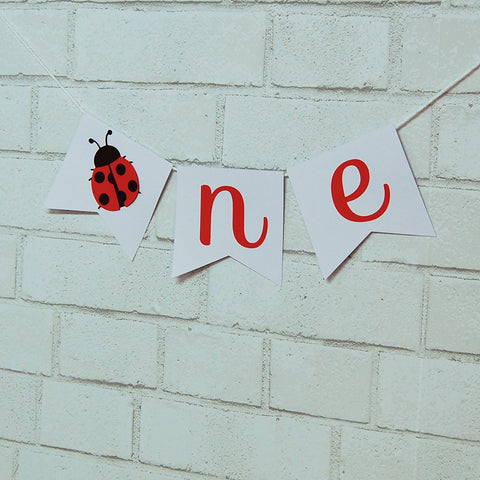 Ladybug "One" High Chair Banner