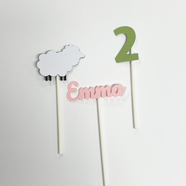 Little Lamb Birthday Cupcake Toppers