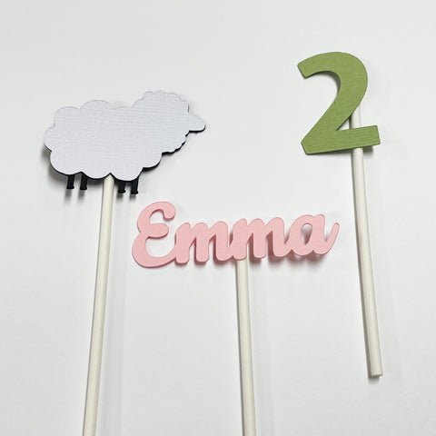 Little Lamb Birthday Cupcake Toppers