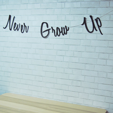 "Never Grow Up" Birthday Banner
