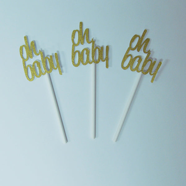 "Oh Baby" Boho Style Cupcake Toppers