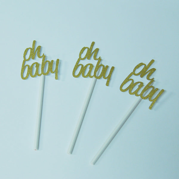 "Oh Baby" Boho Style Cupcake Toppers