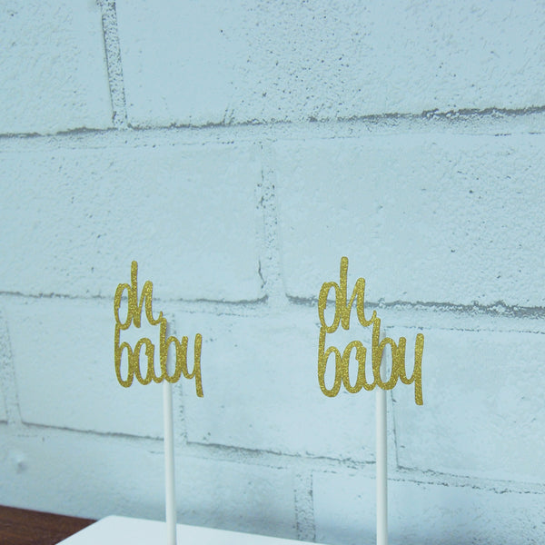 "Oh Baby" Boho Style Cupcake Toppers