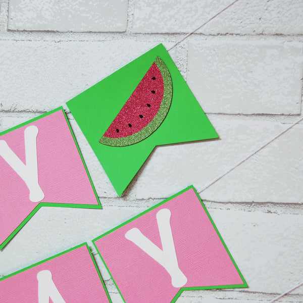 One In A Melon Birthday Banner