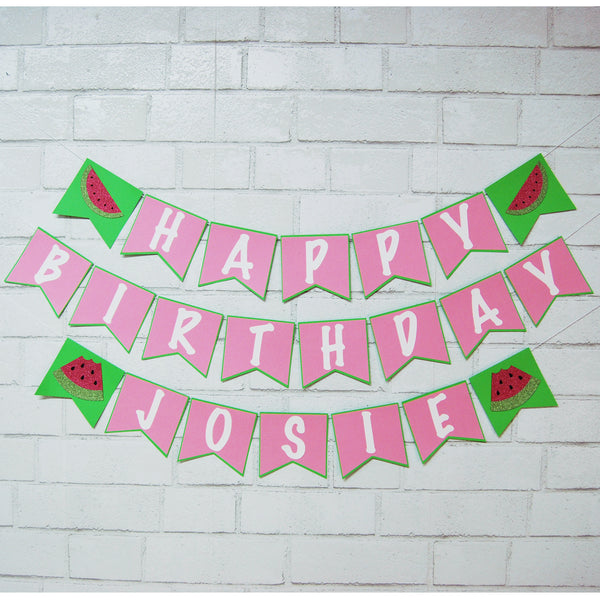 One In A Melon Birthday Banner