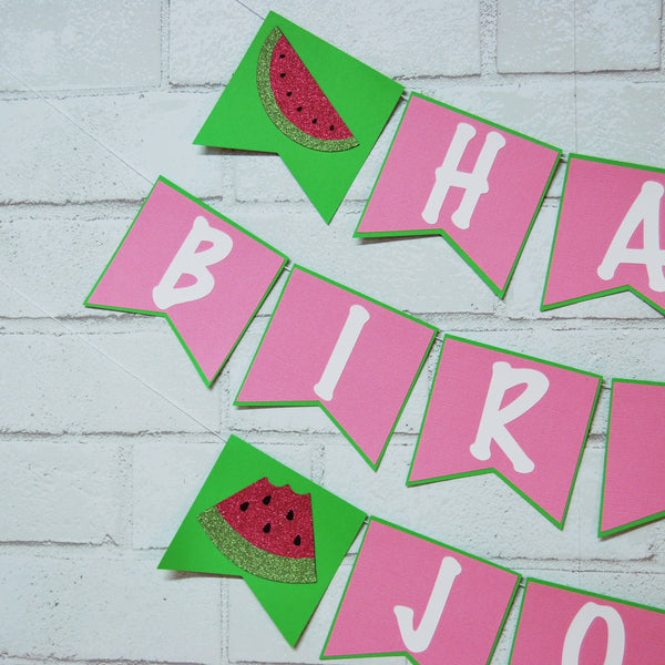 One In A Melon Birthday Banner