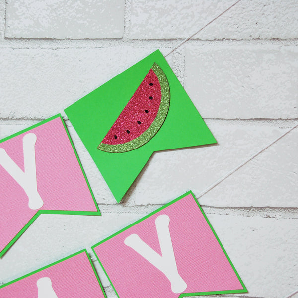 One In A Melon Birthday Banner