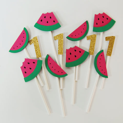 One In A Melon Cupcake Toppers