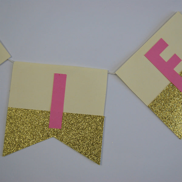 Pink and Gold Dipped Birthday Banner
