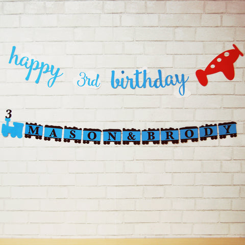 Planes and Trains Birthday Banner