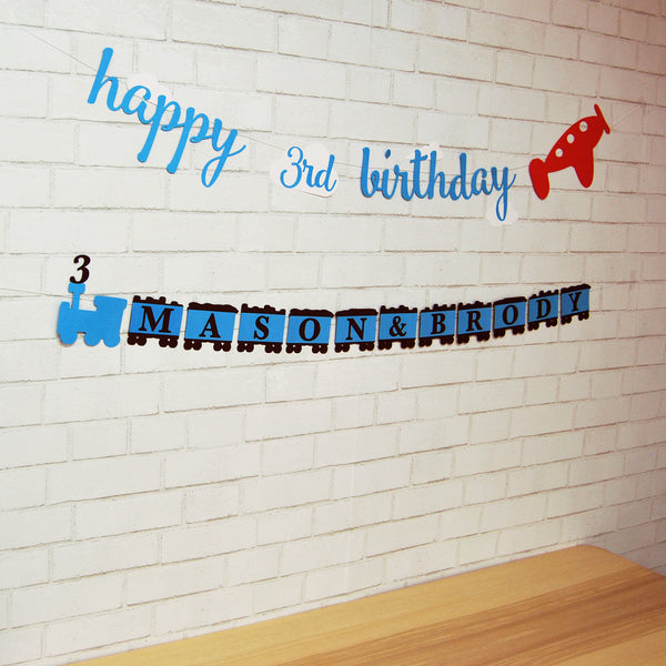 Planes and Trains Birthday Banner