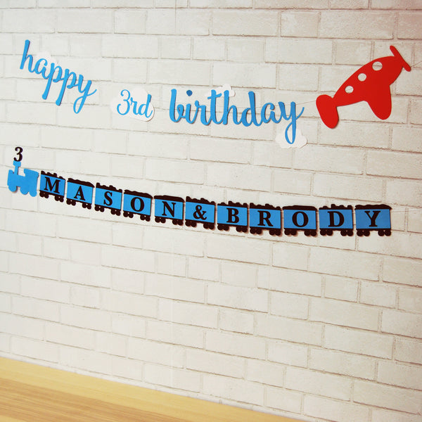 Planes and Trains Birthday Banner