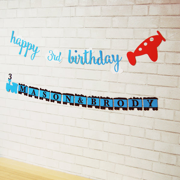 Planes and Trains Birthday Banner