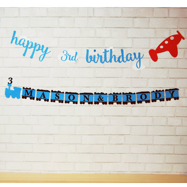 Planes and Trains Birthday Banner