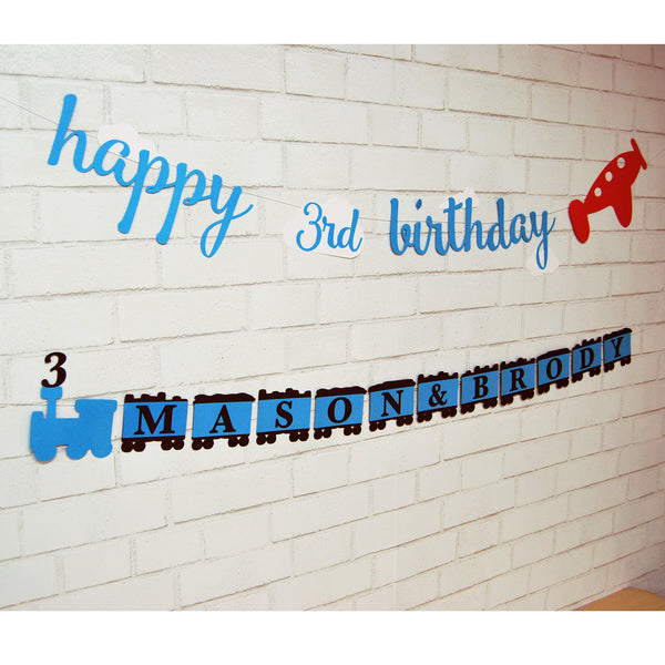 Planes and Trains Birthday Banner