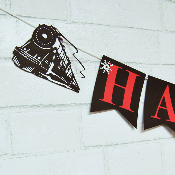 Winter Express Train Birthday Banner