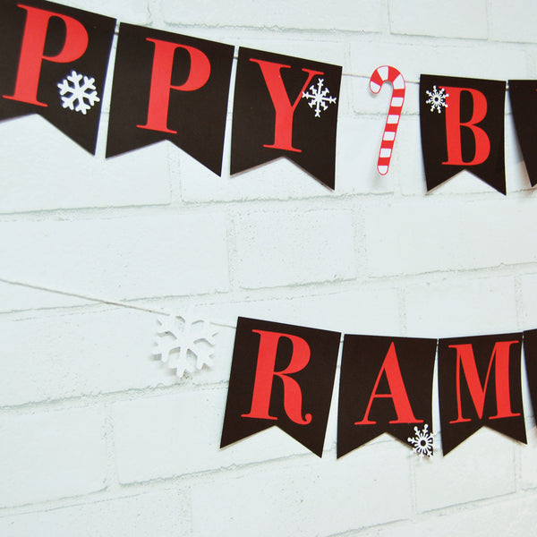 Winter Express Train Birthday Banner