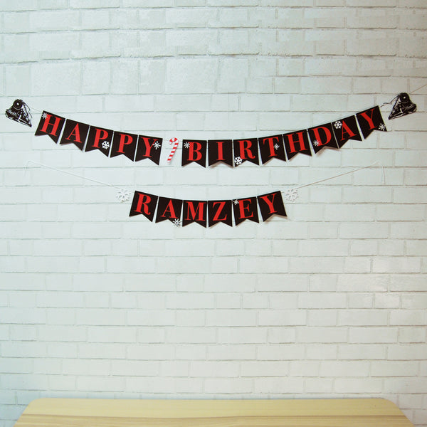 Winter Express Train Birthday Banner